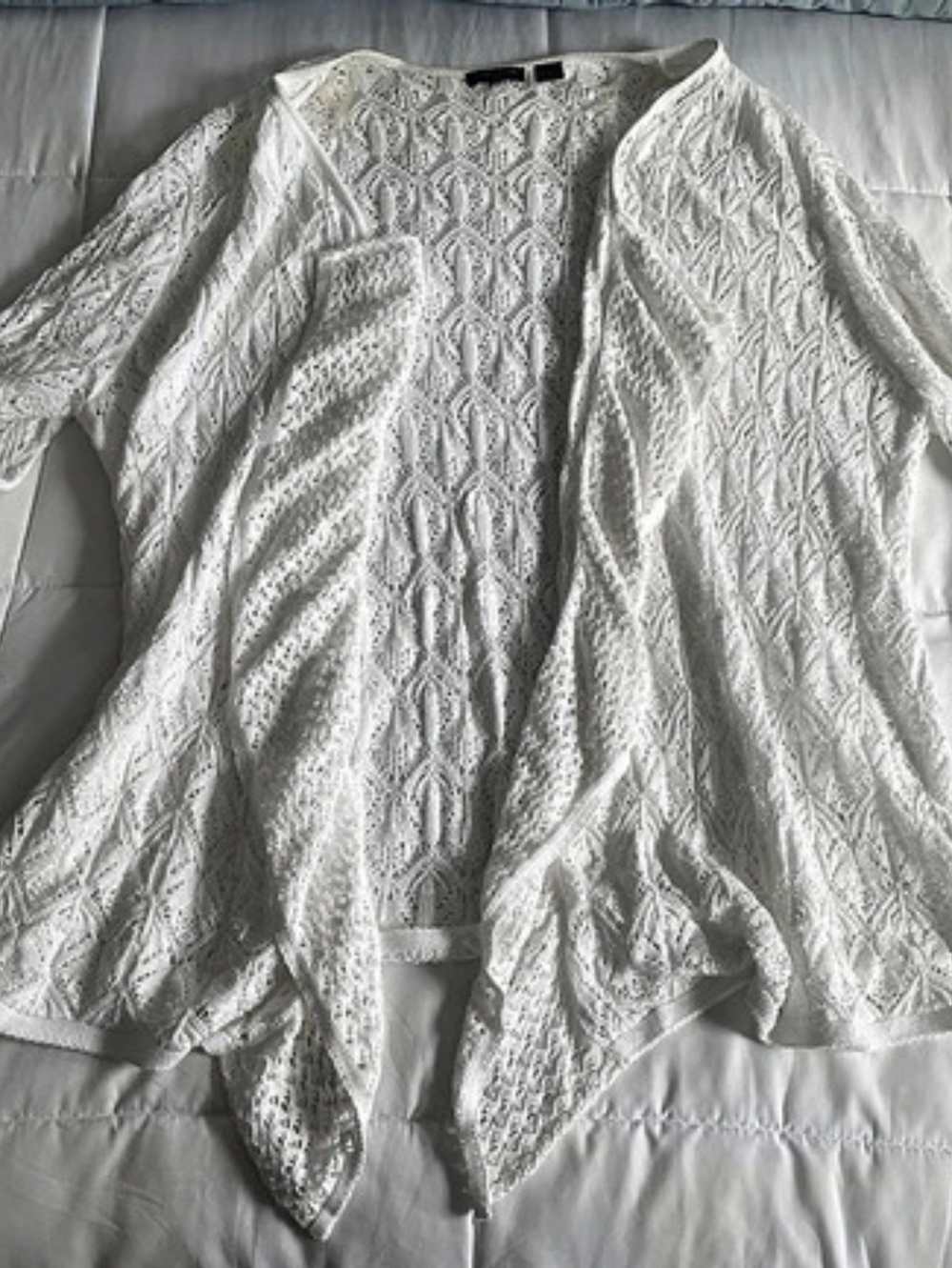 Jean Pierre White Knit Cardigan Sweater Good Condition